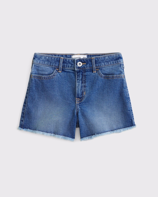 high rise relaxed shorts, Medium Wash view 1