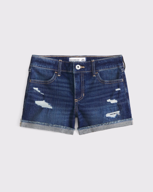 low rise midi shorts, Dark Wash view 1