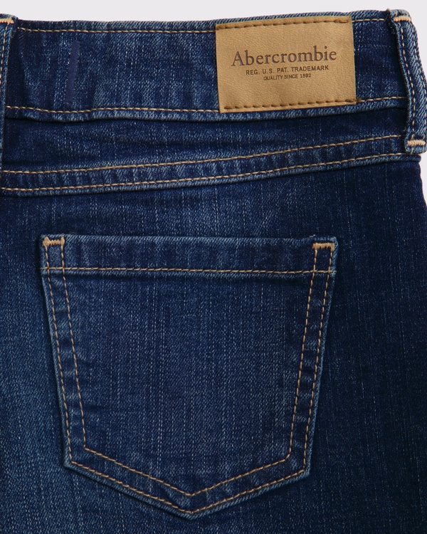 low rise midi shorts, Dark Wash view 2