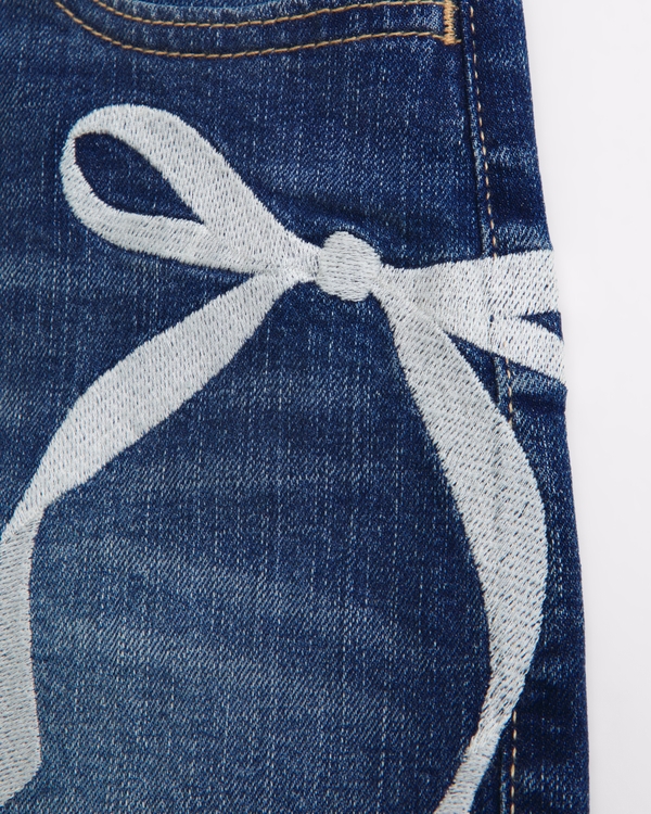 mid rise baggy shorts, Medium Wash view 2