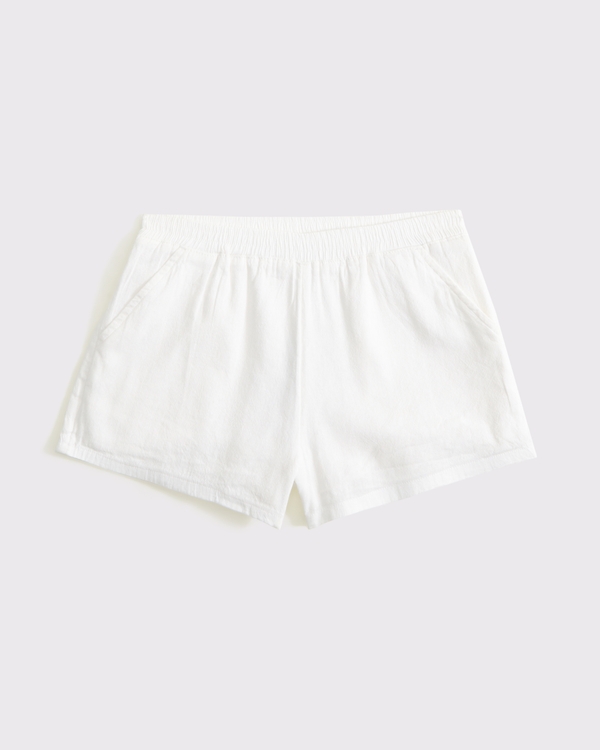 high rise pull-on shorts, Cream view 2