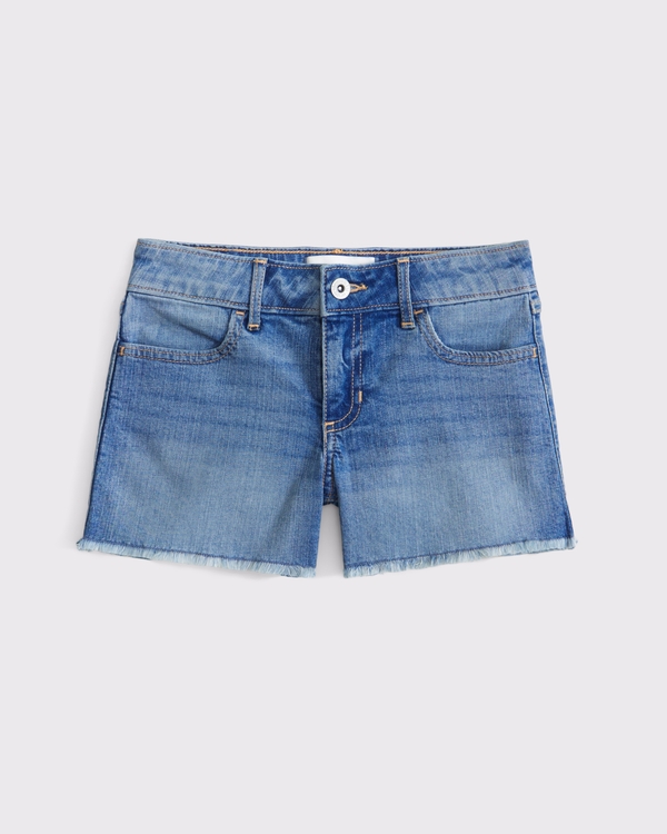 low rise midi shorts, Medium Wash view 1