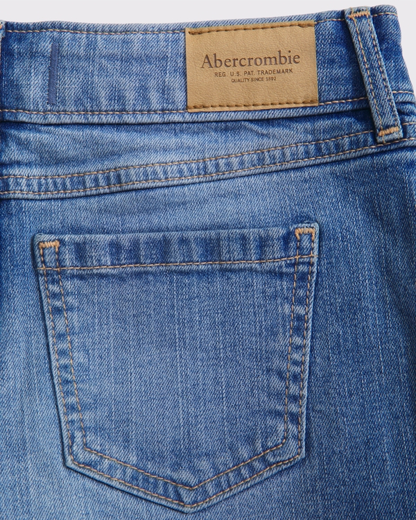 low rise midi shorts, Medium Wash view 2