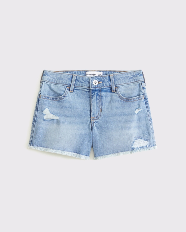 low rise midi shorts, Light Wash view 1