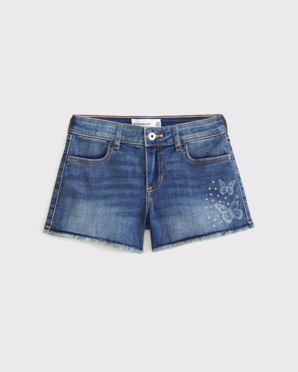 low rise midi shorts, Dark Wash view 1