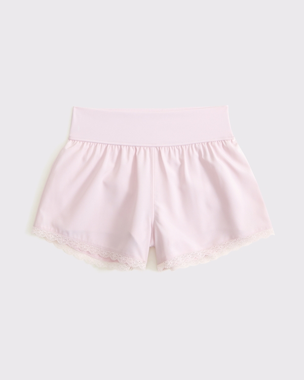 ypb lace-trim active shorts, Light Pink view 2