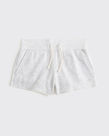 low rise graphic fleece shorts