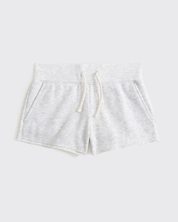 low rise graphic fleece shorts, Light Gray view 2
