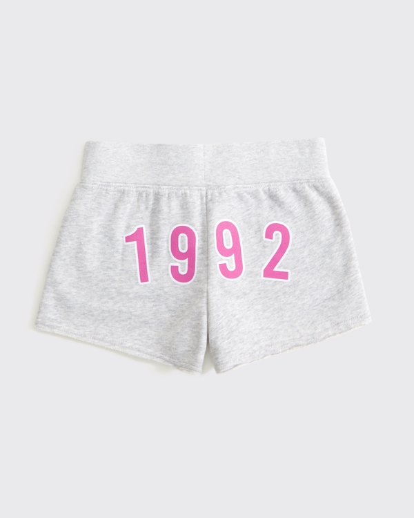 low rise graphic fleece shorts, Light Gray view 1