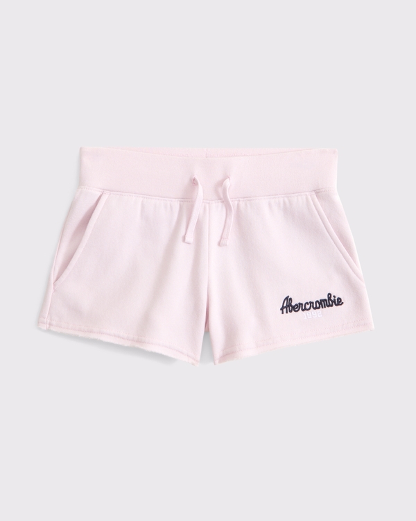 low rise graphic fleece shorts, Light Pink view 1