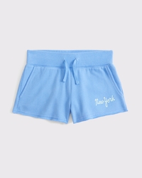 low rise graphic fleece shorts