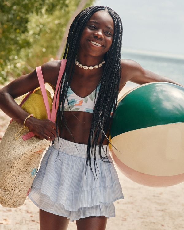 ruffle shorts, Blue Stripe view 1