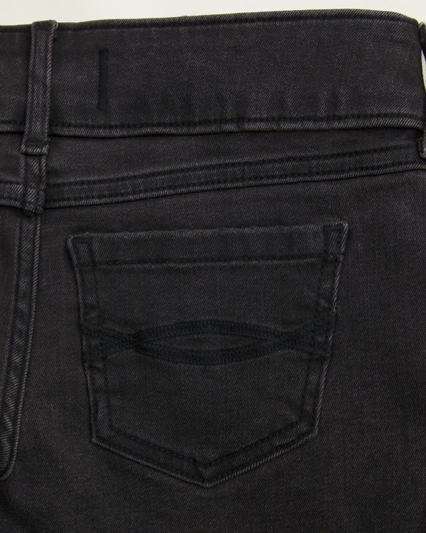 low rise denim shorts, Washed Black view 2
