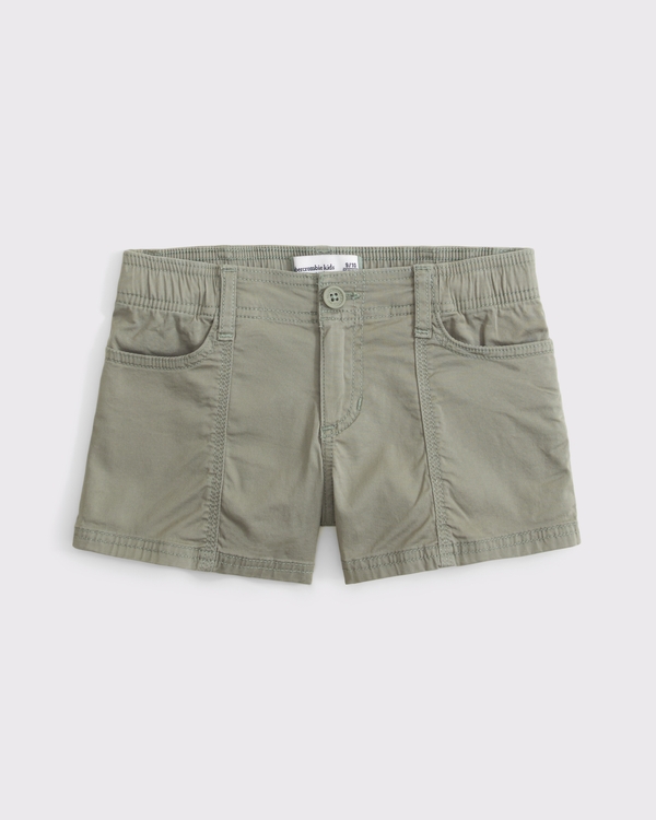 y2k low rise twill shorts, Frosty Olive view 1