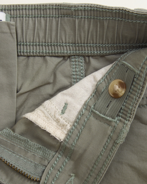 y2k low rise twill shorts, Frosty Olive view 2