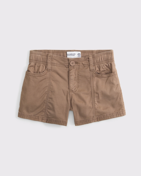 y2k low rise twill shorts, Medium Brown view 1