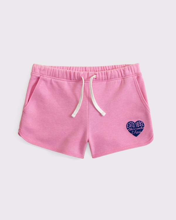 graphic fleece short, Pink view 1