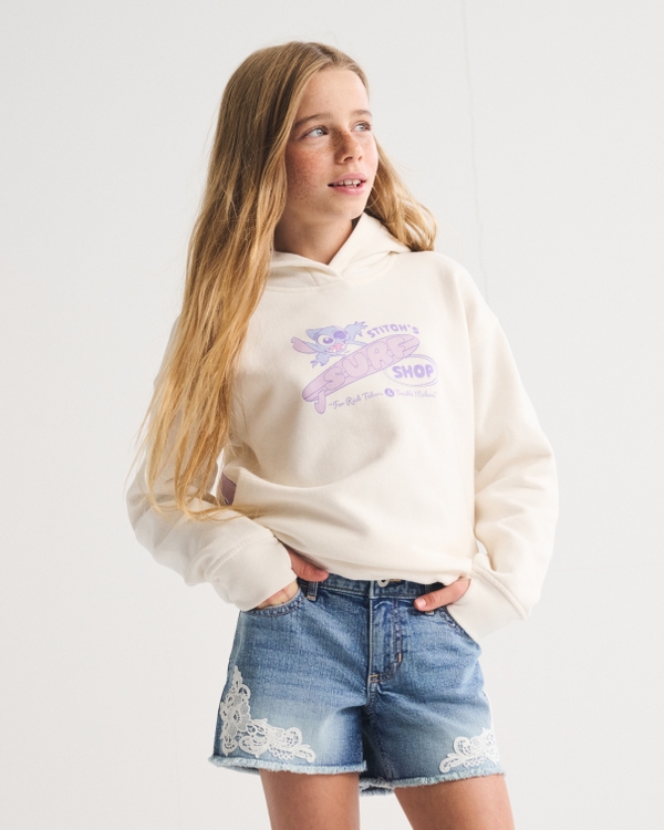 low rise midi shorts, Medium Wash view 1