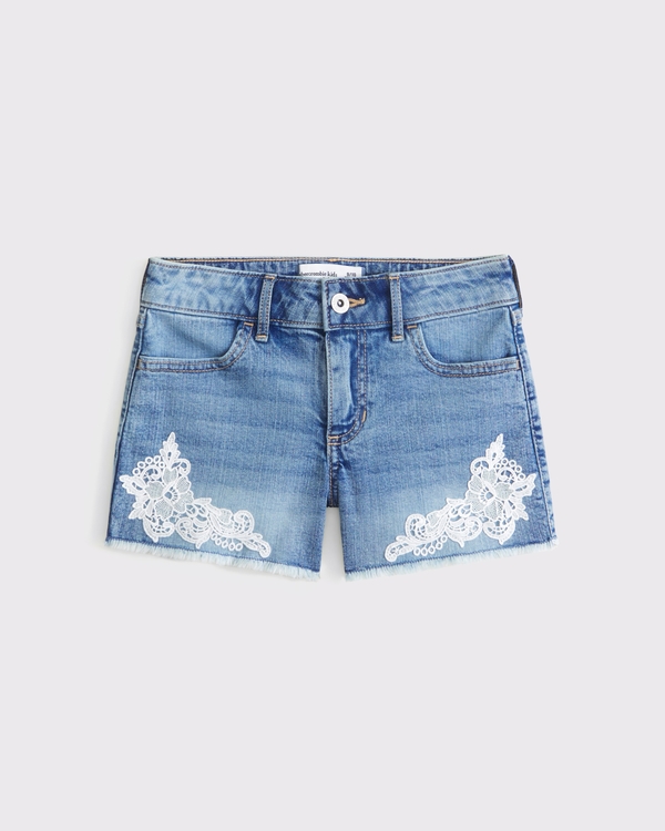 low rise midi shorts, Medium Wash view 2