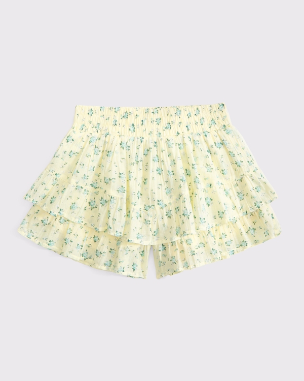 ruffle shorts, Yellow Pattern view 1