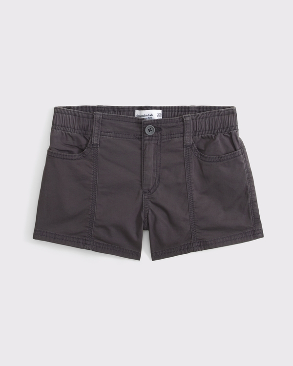 low rise twill shorts, Dark Gray view 1