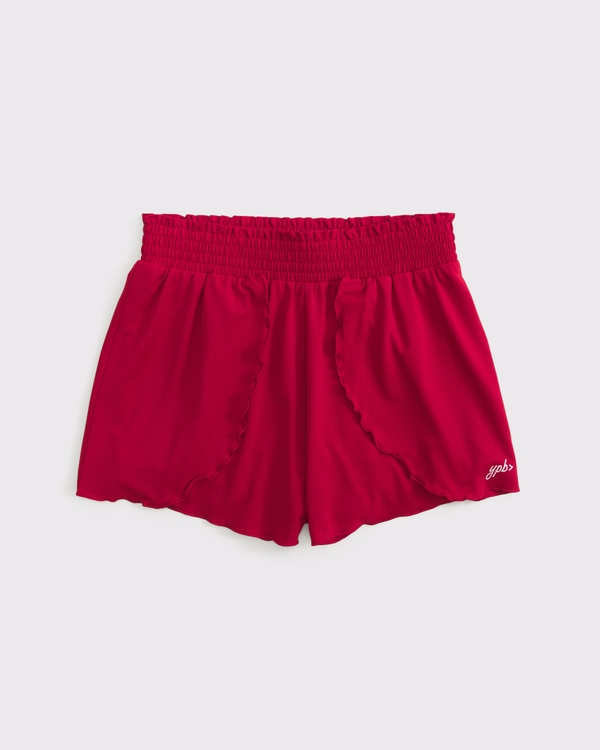 ypb active lettuce-edge tiered short, Berry Red view 1