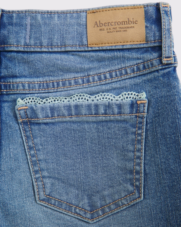 low rise midi shorts, Light Wash view 1