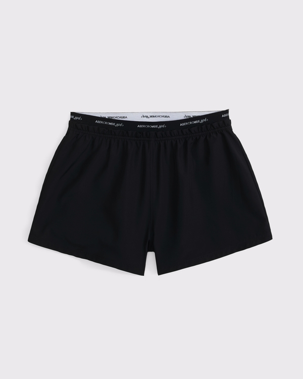 ypb logo waistband shorts, Black view 1