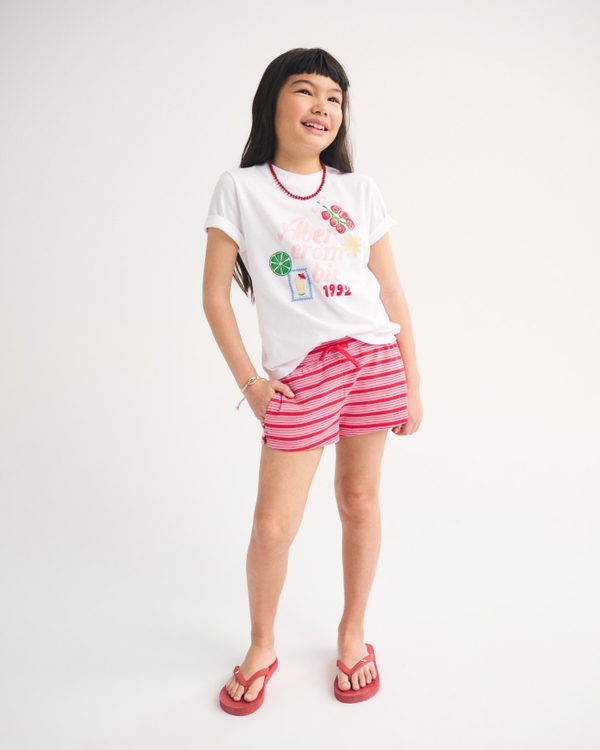 striped knit pull-on shorts, Red Stripe view 1