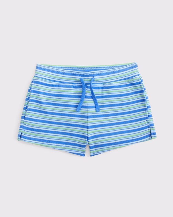 striped knit pull-on shorts, Blue Stripe view 2