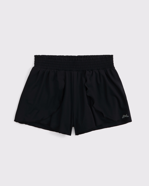 ypb ruffle lettuce hem shorts, Black view 1