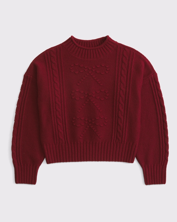 bow cable roll neck sweater
