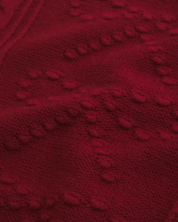 bow cable roll neck sweater, Rich Ruby view 2