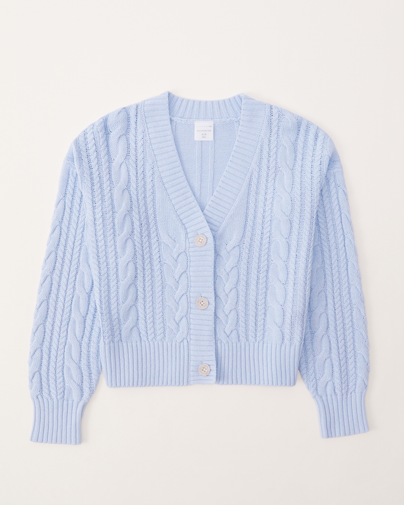 girls cropped cable stitch cardigan | girls tops | Abercrombie.com
