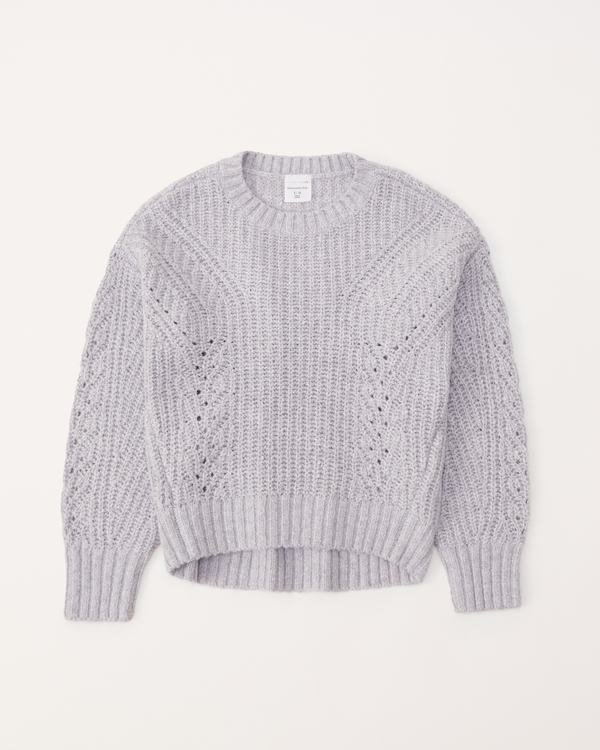 cable crewneck sweater, Grey