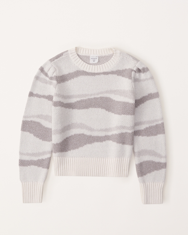 shine pattern crewneck sweater, White Pattern