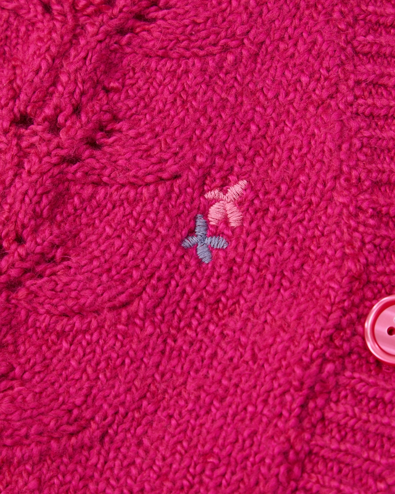 Girls Cable Knit Cardigan in Pink