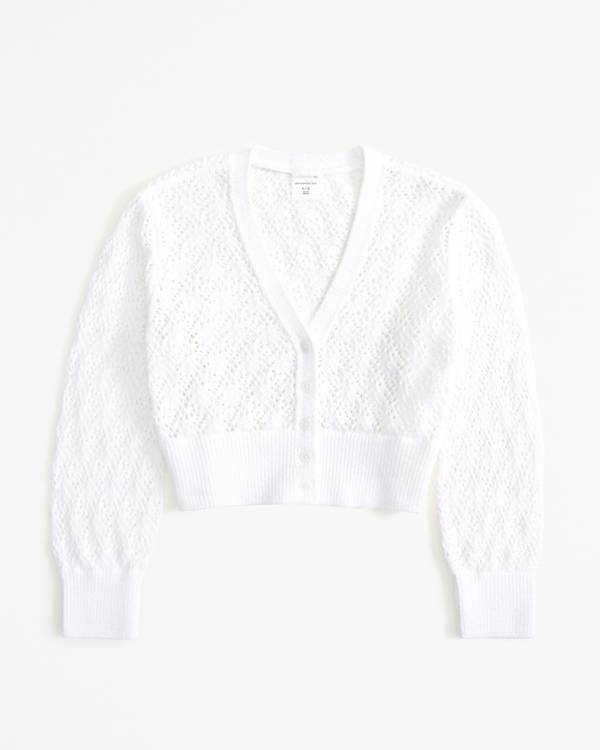cable open knit cardigan, White