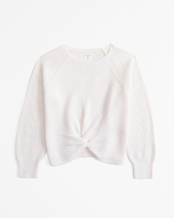 twist-front sweater, Cream