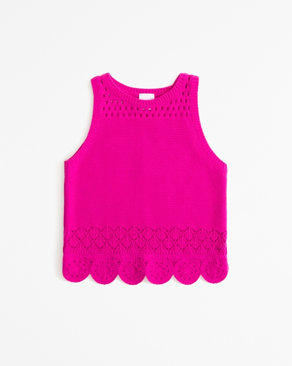 crochet-style cutwork tank, Pink