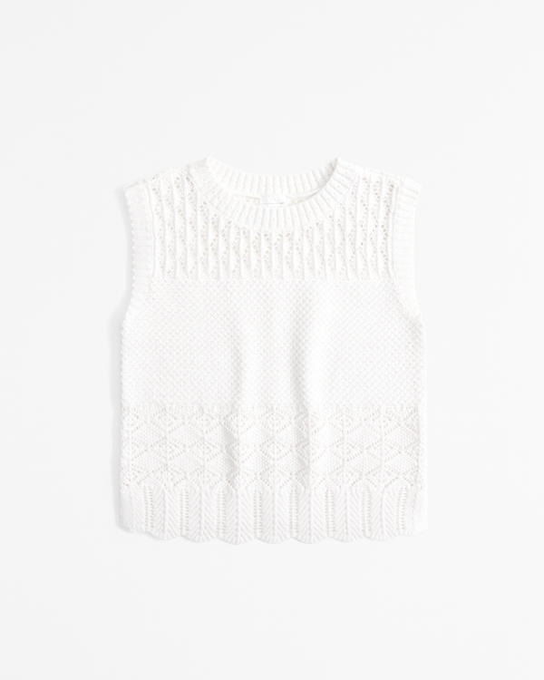 cropped sweater vest, Cream