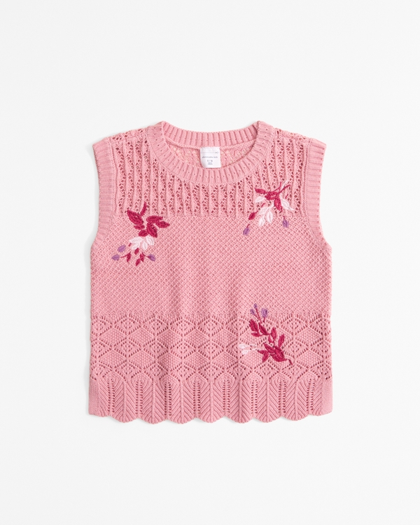 cropped embroidered sweater vest, Pink