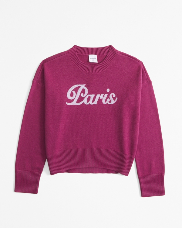 graphic crew sweater, Hazy Magenta view 1