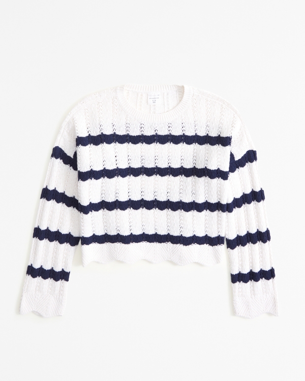 open-stitch crew sweater