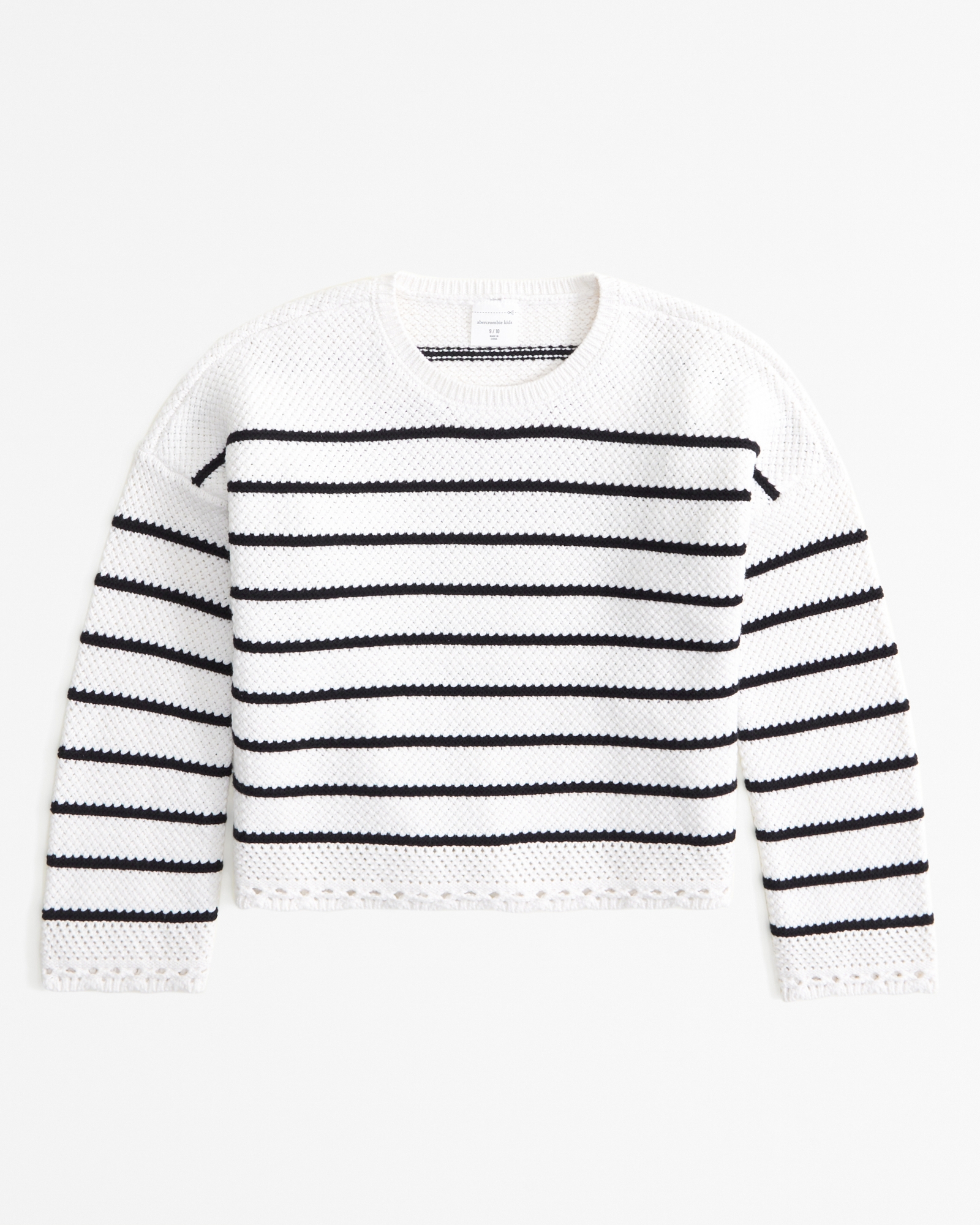 Hollister Easy Striped Crochet Crew Sweater