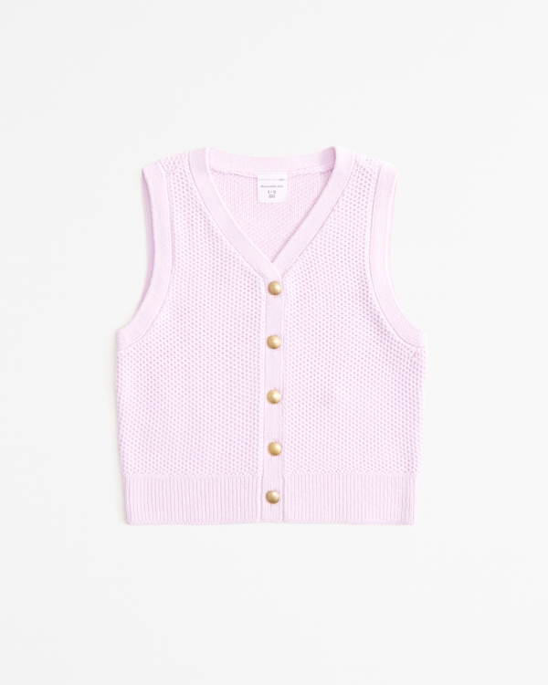 button-through sweater vest, Light Pink