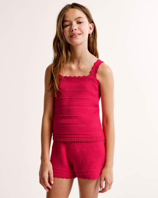 textured sweater tank, Red