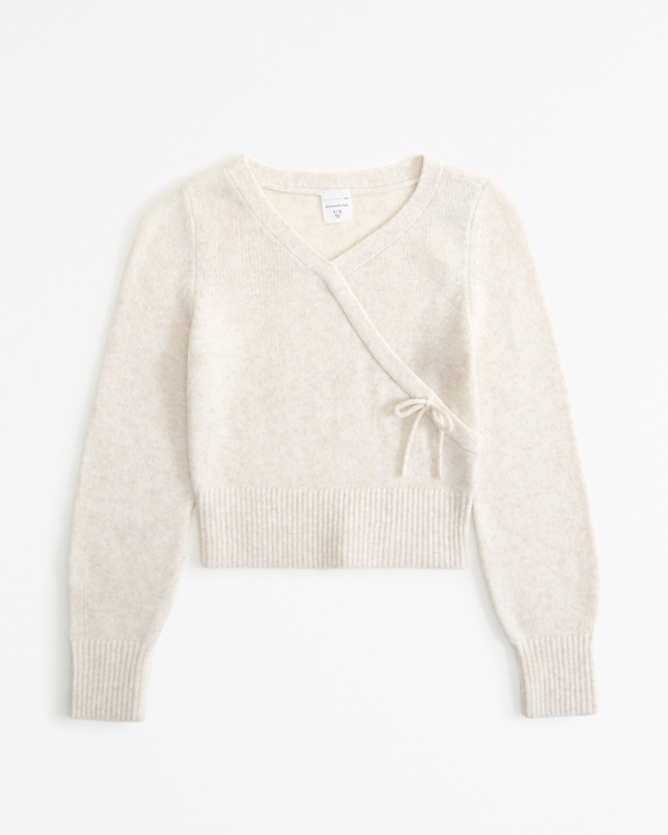wrap-front sweater, Light Beige