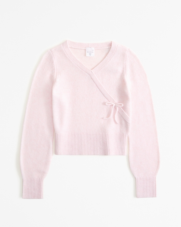 wrap-front sweater, Light Pink