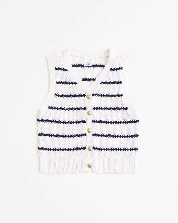 button-through sweater vest, White Stripe